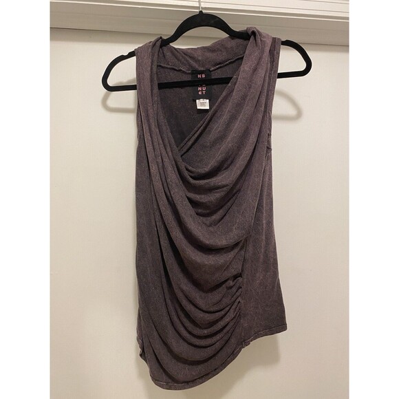 HEYNE BOGUT Sleeveless Top Womens Medium Cowl Neck Hand Dyed Hand Printed Purple - Picture 7 of 8